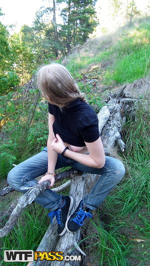 18 year old beauty Agnes takes great care in flaunting perky tits in the nude